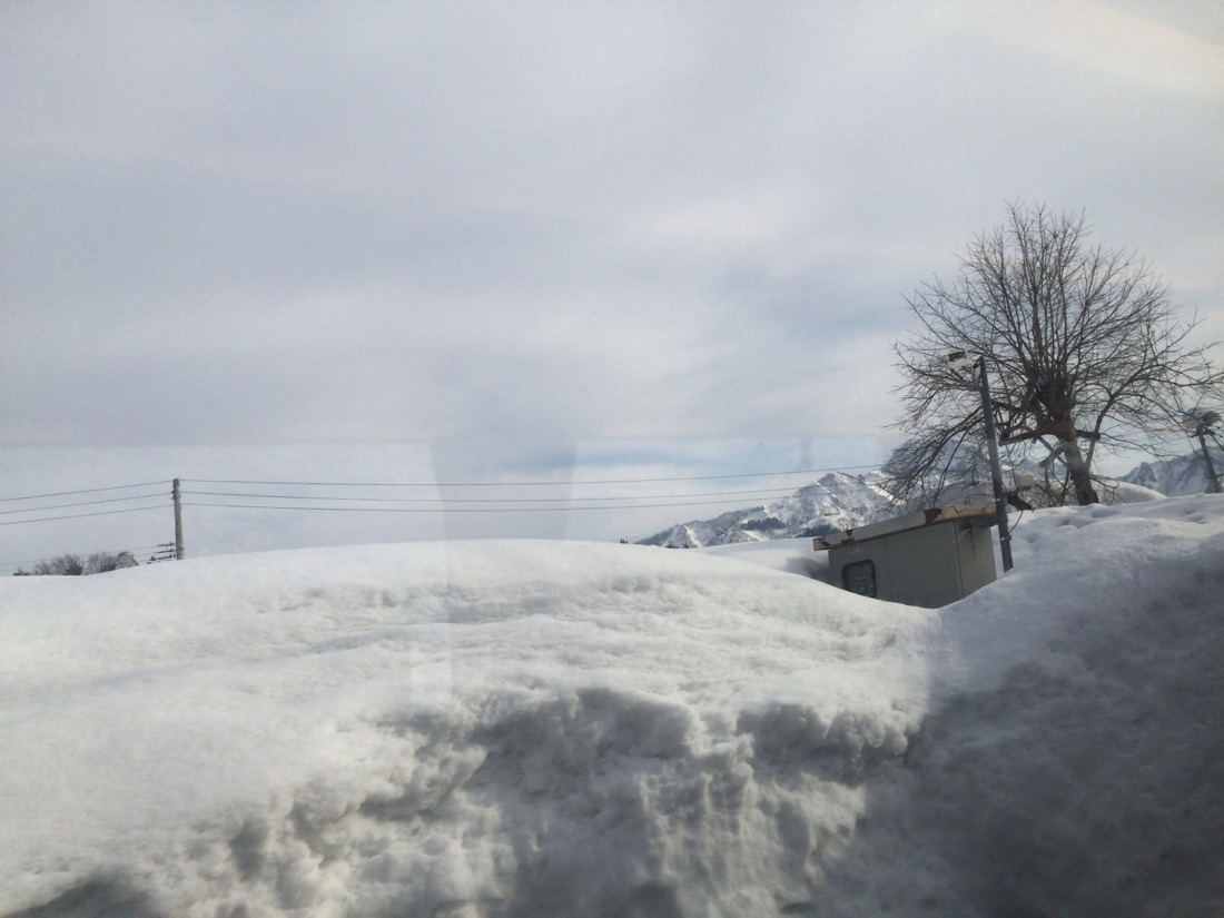 雪で山が見えない