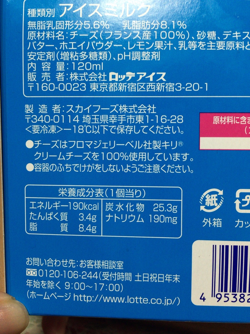 成分表など