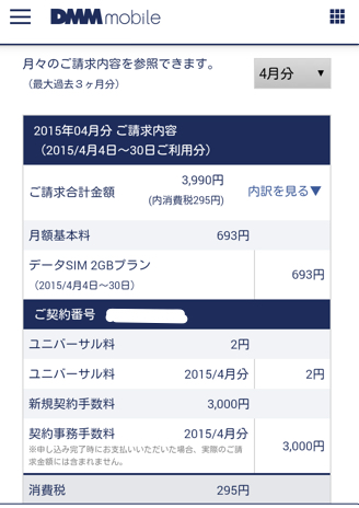 DMMモバイル請求内訳